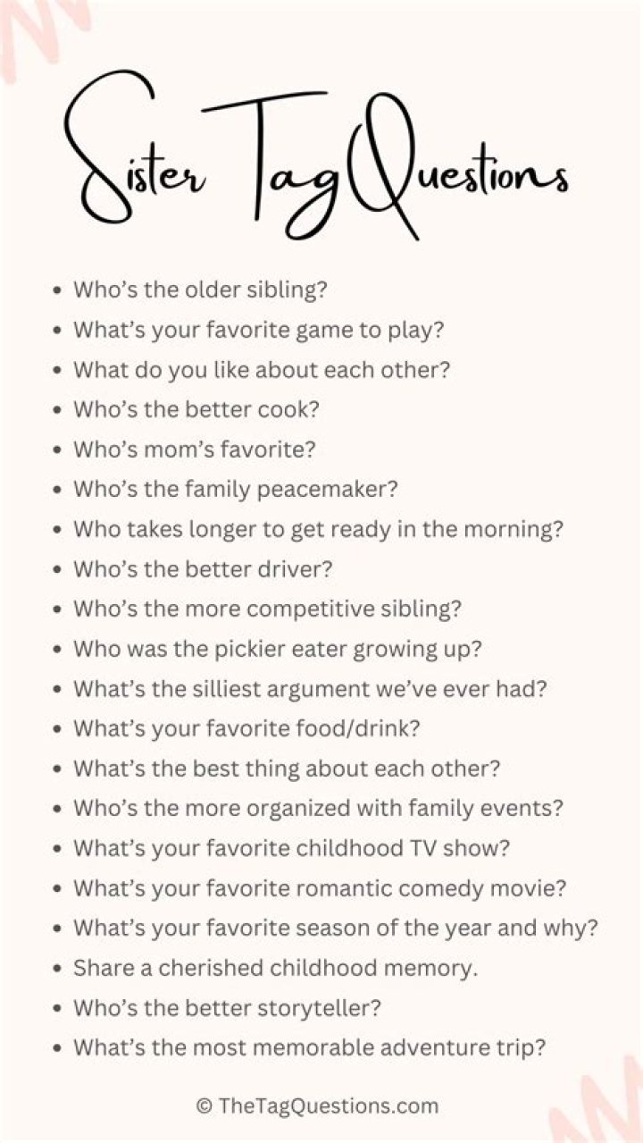 200+ Sister Tag Questions for Your Lovely Sibling Wisledge Youtube