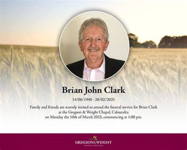 Funeral notice for John Clark Reid Funeral Directors & Services M...