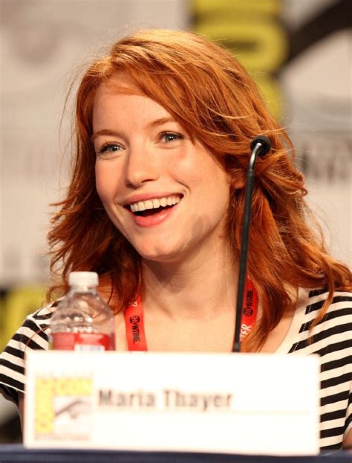 Maria Thayer at a presser about FX's Married appearance Red hair and