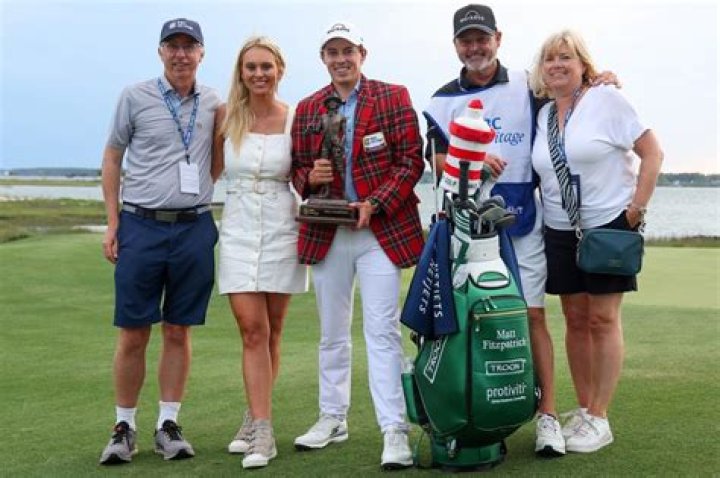 Matt Fitzpatrick celebrates 2023 RBC Heritage win with girlfriend