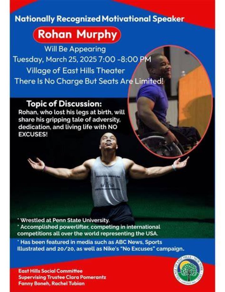 Motivational speaker Rohan Murphy will talk to community Wednesday