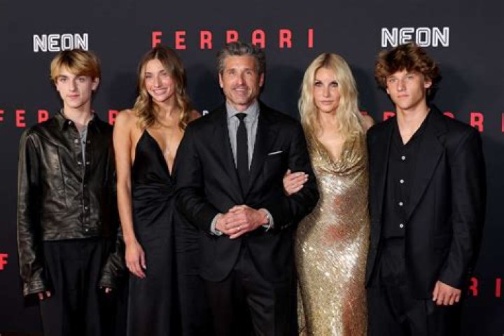 Patrick Dempsey poses with three children and wife Jillian at Bridget