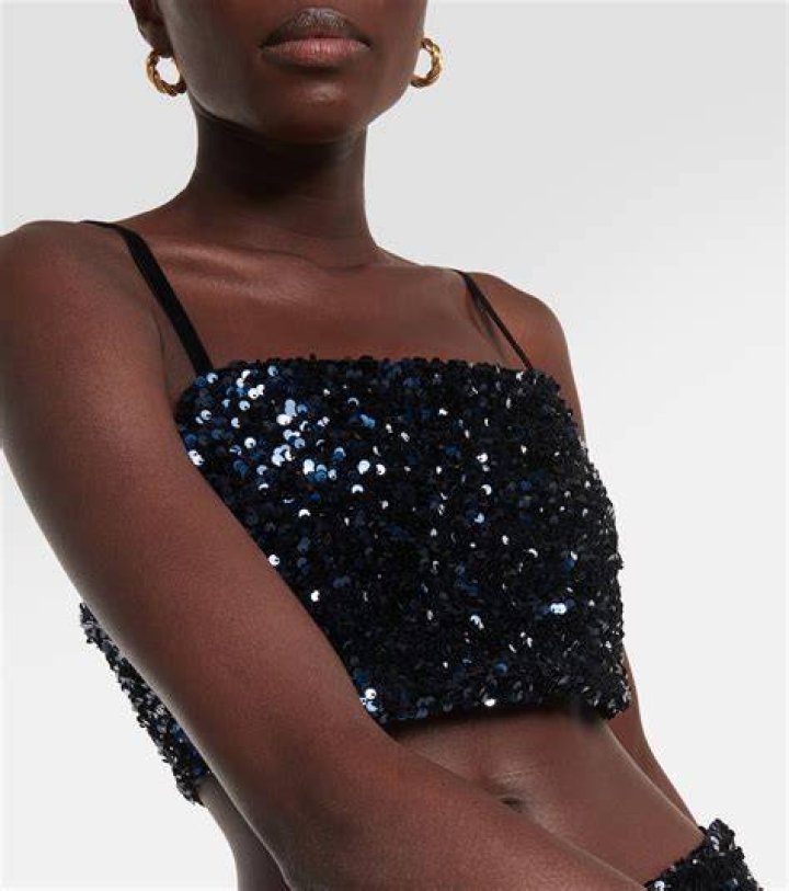 Portia Sequined Box Crop Top Knitwear PrettyLittleThing