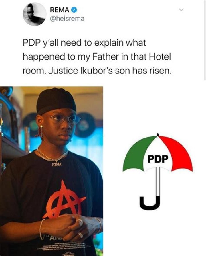 Rema Tackles PDP Over The Death Of His Father In A Hotel Room Torizone