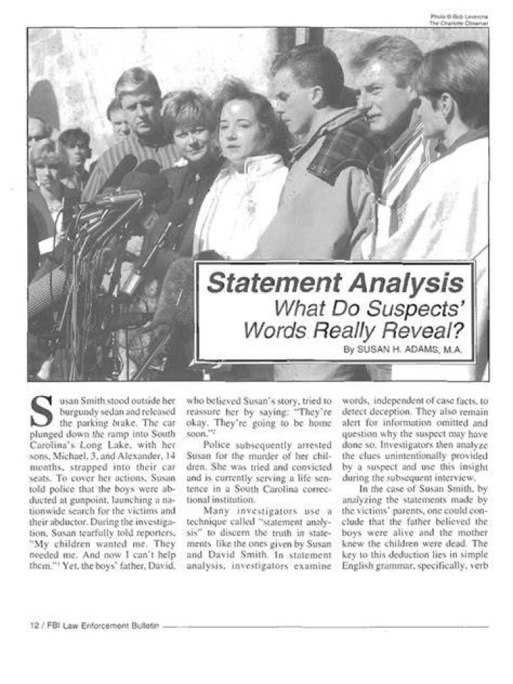 Statement Analysis &reg; Susan Smith Confession Team Analysis