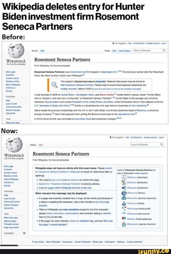Wikipedia deletes entry for Hunter Biden firm Rosemont Seneca Partners