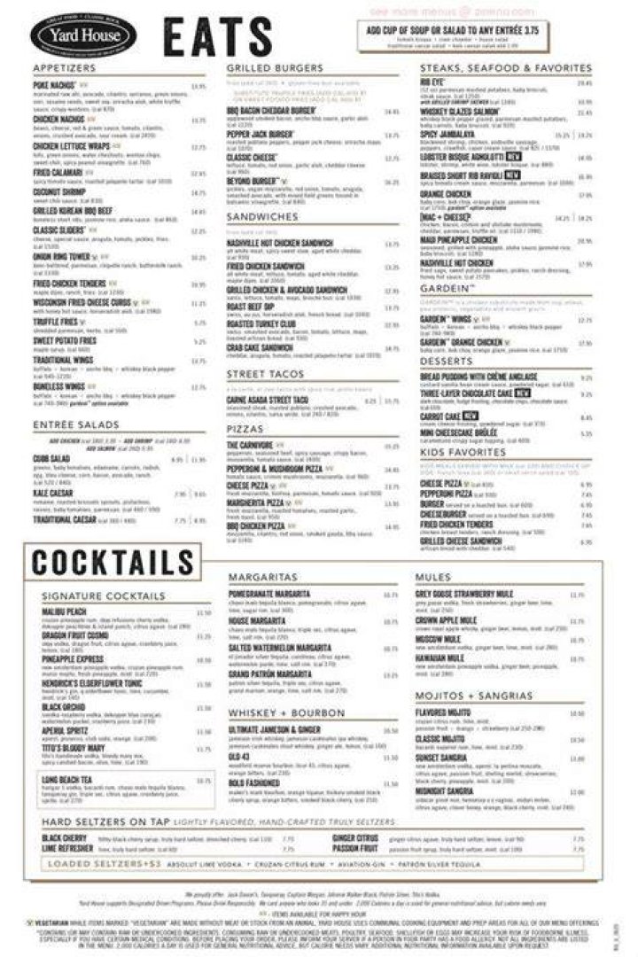 Yard House Menu Price List USA [Updated November 2023]